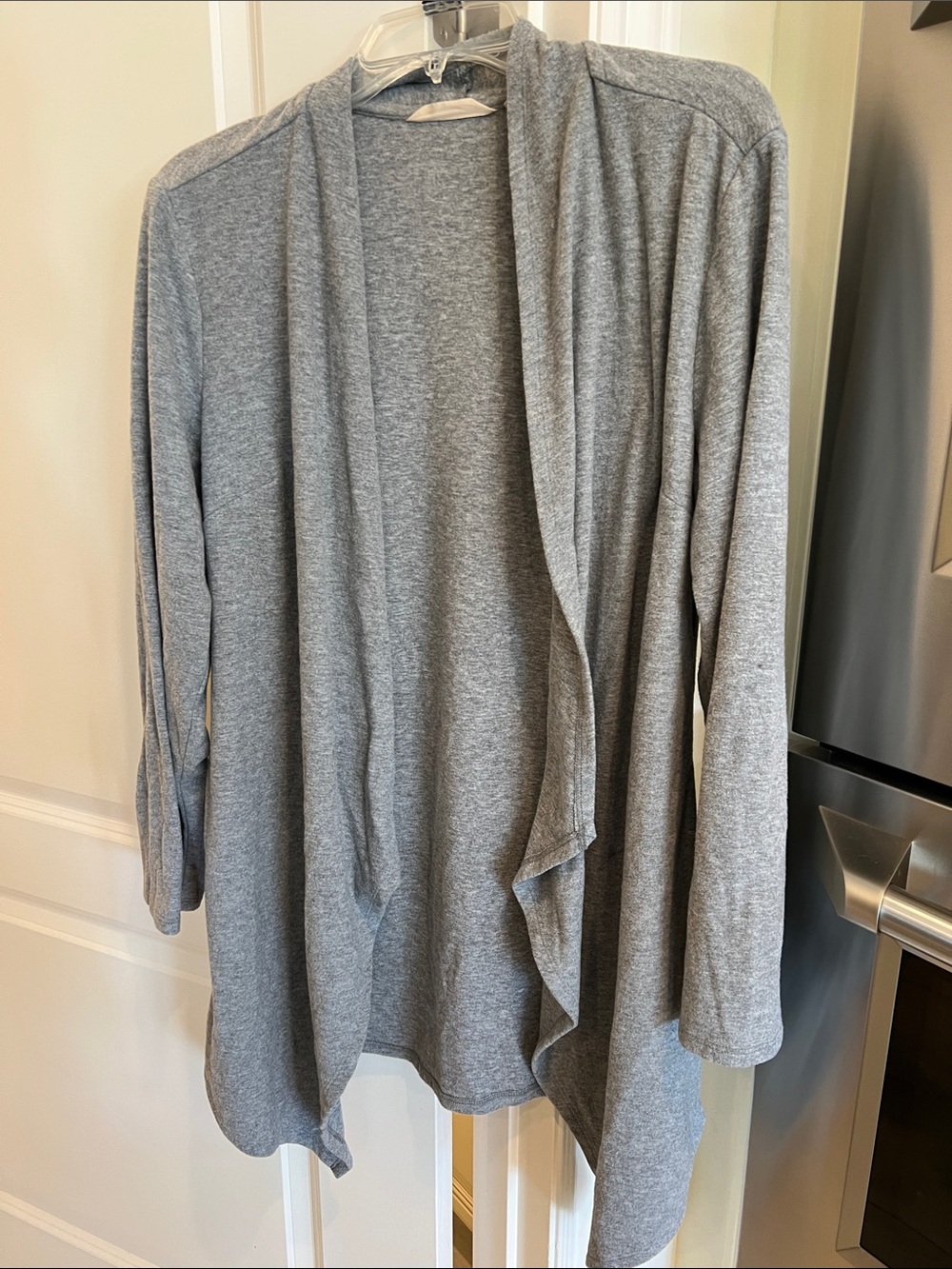 Soft Surroundings Heather Gray Open-Front Draped Cardigan